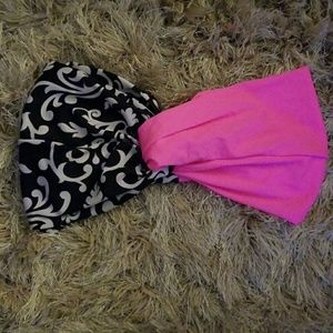 Black and white pattern and hot pink bandeau